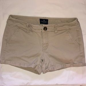 American Eagle Tan Midi Stretch Shorts